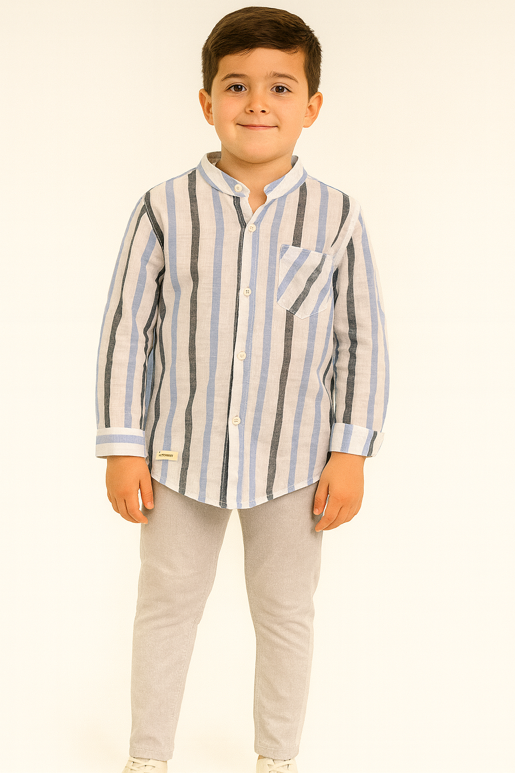 قميص محير كتان مقلم 025 كسانى